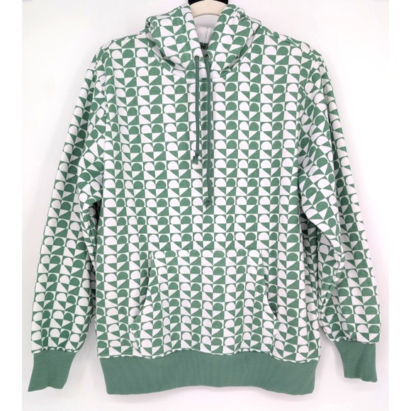 Cali 1850 Tops - Cali 1850 Los Angeles Green White Geometric Heart‎ Hoodie Small Oversized Cozy